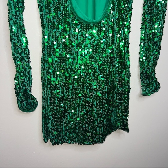 Balera Ultra Sparkle Shift Dance Dress Green Sequined Size Small Adult (4-6) - Picture 11 of 16